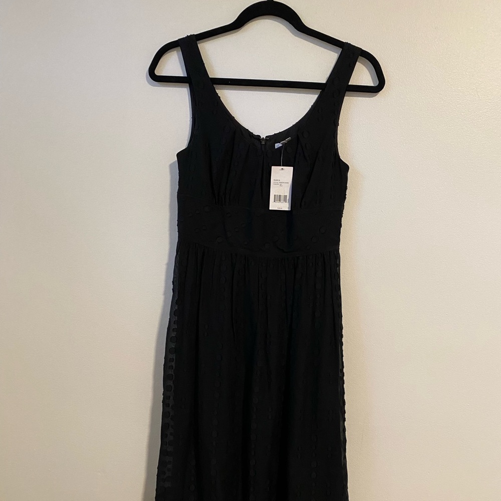 NWT VINCE black dress Sleeveless, Knee length, Empire Waist. Dot fabric